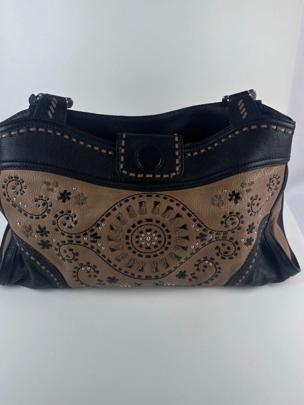 Brighton Montana Montreal Black/Brown Leather Shoulder Bag